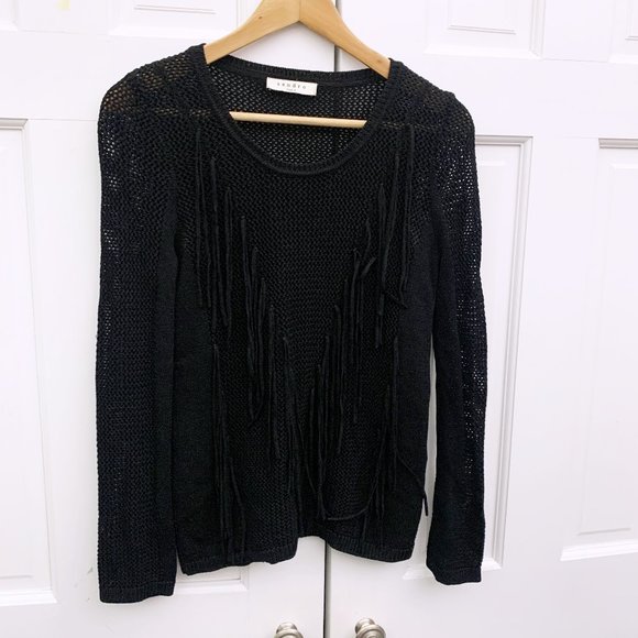 Sandro Open Knit Fringe Sweater - Picture 2 of 11